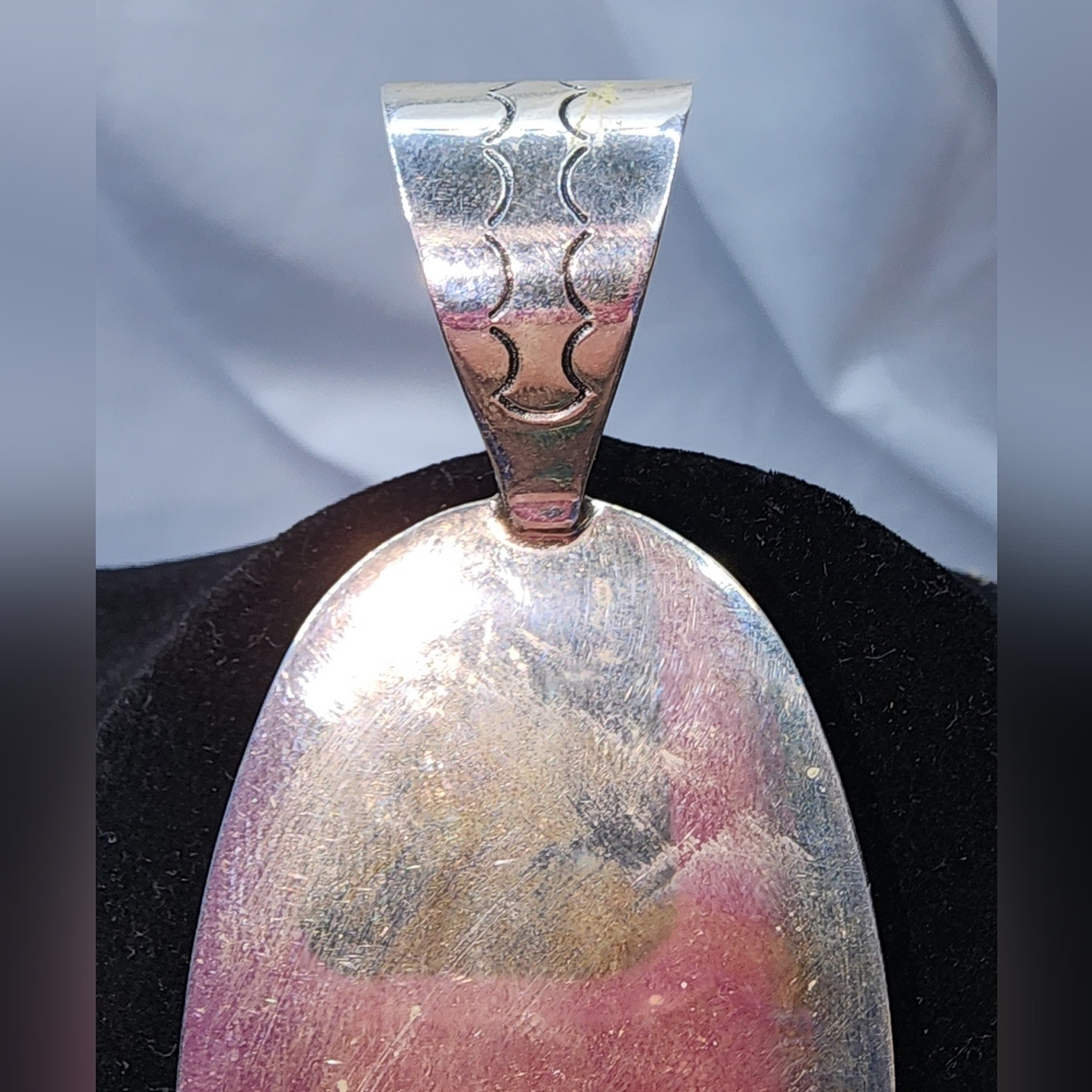 Vtg Sterling Silver DTR Mother of Pearl Inlay shadow box style Pendant - Picture 5 of 11